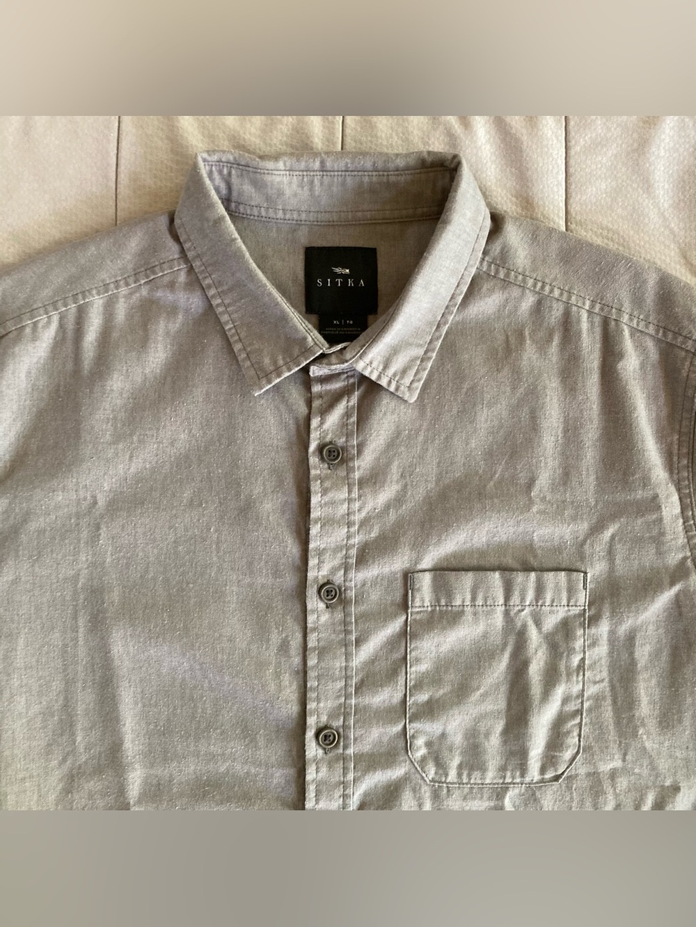 Sitka Short Sleeve Button Up Shirt Men’s XL Gray Hemp Stretch Casual Collared